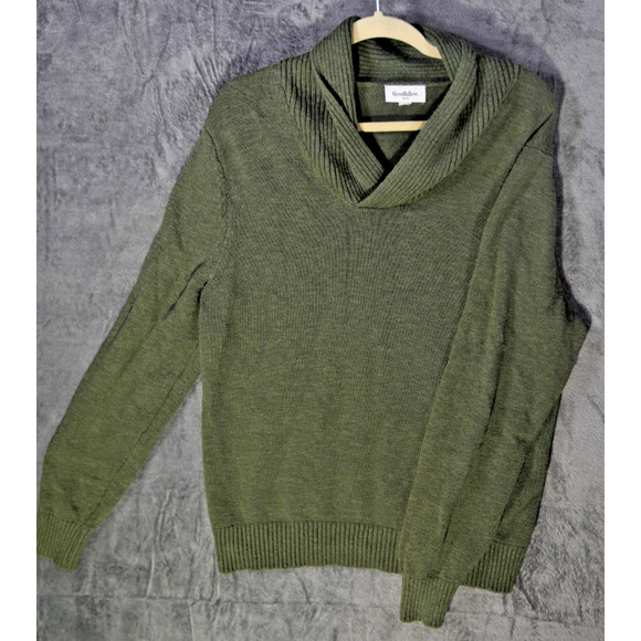 Goodfellow & Co Olive Green Shawl Collar Pullover Sweater Men’s Medium - Picture 1 of 7